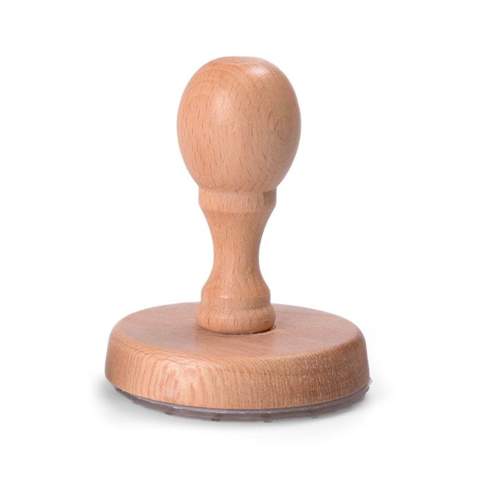 Custom Rubber Stamp with Wooden Handle - Round