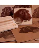 Large stamp with a realistic image printed with high quality on cardboard and wooden boxes.