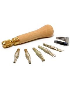 Lino Cutter Set with Wooden Handle - 5 Cutters