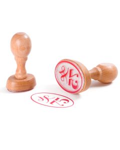 Personalized stamps mounted on wooden handles