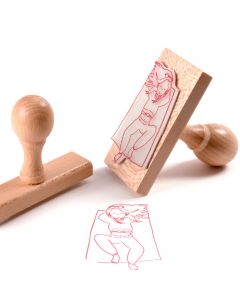 Custom Rubber Stamp with Wooden Handle - Round