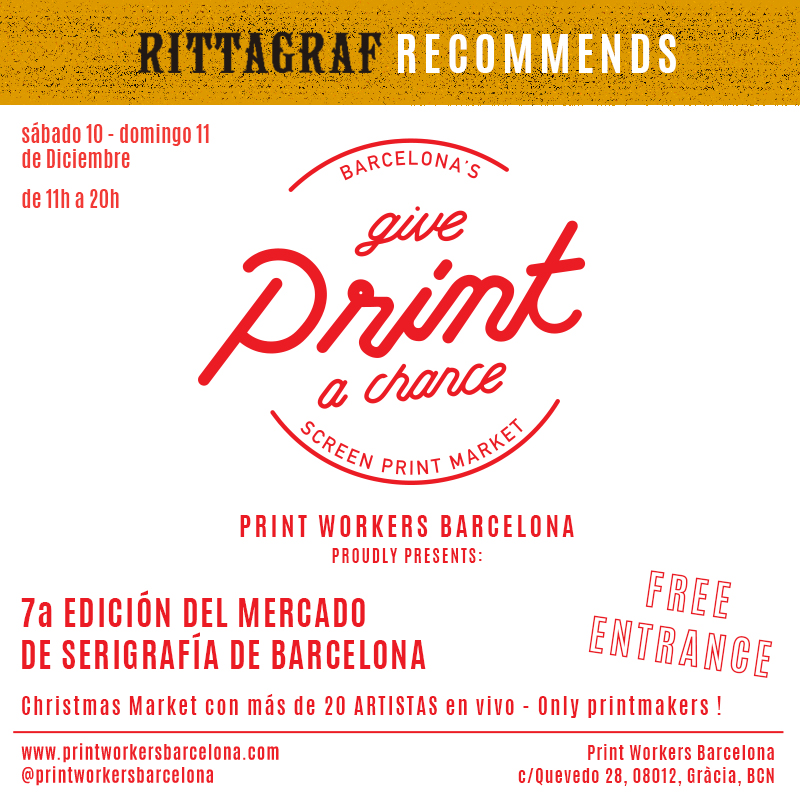 Give Print a Chance. 7 Edición Barcelona Screen Print Market. 10 y 11 Diciembre 2022